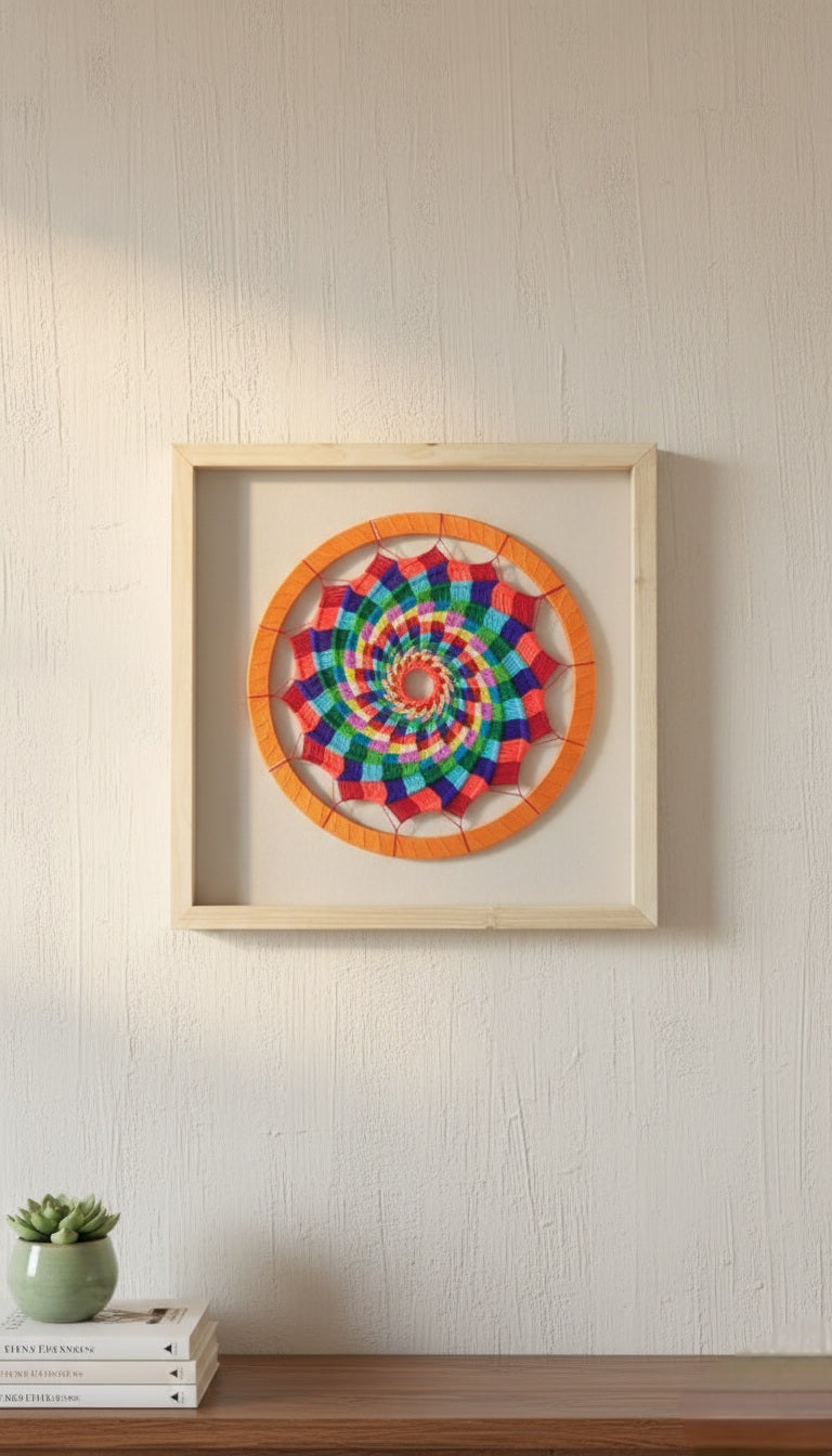 Colourful circle threaded frame