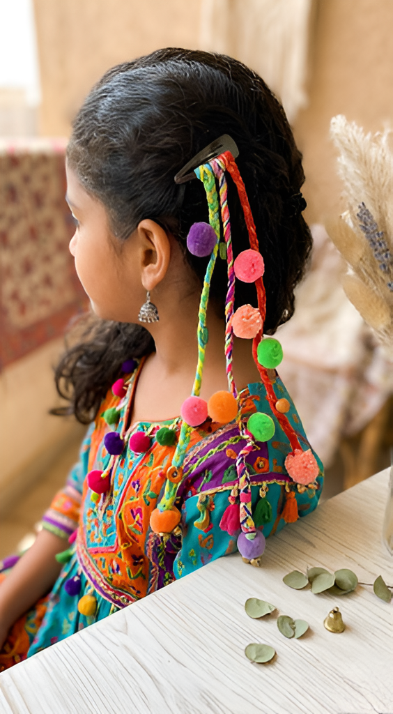 Zuri Multicolor Pom-Pom Paranda Clip