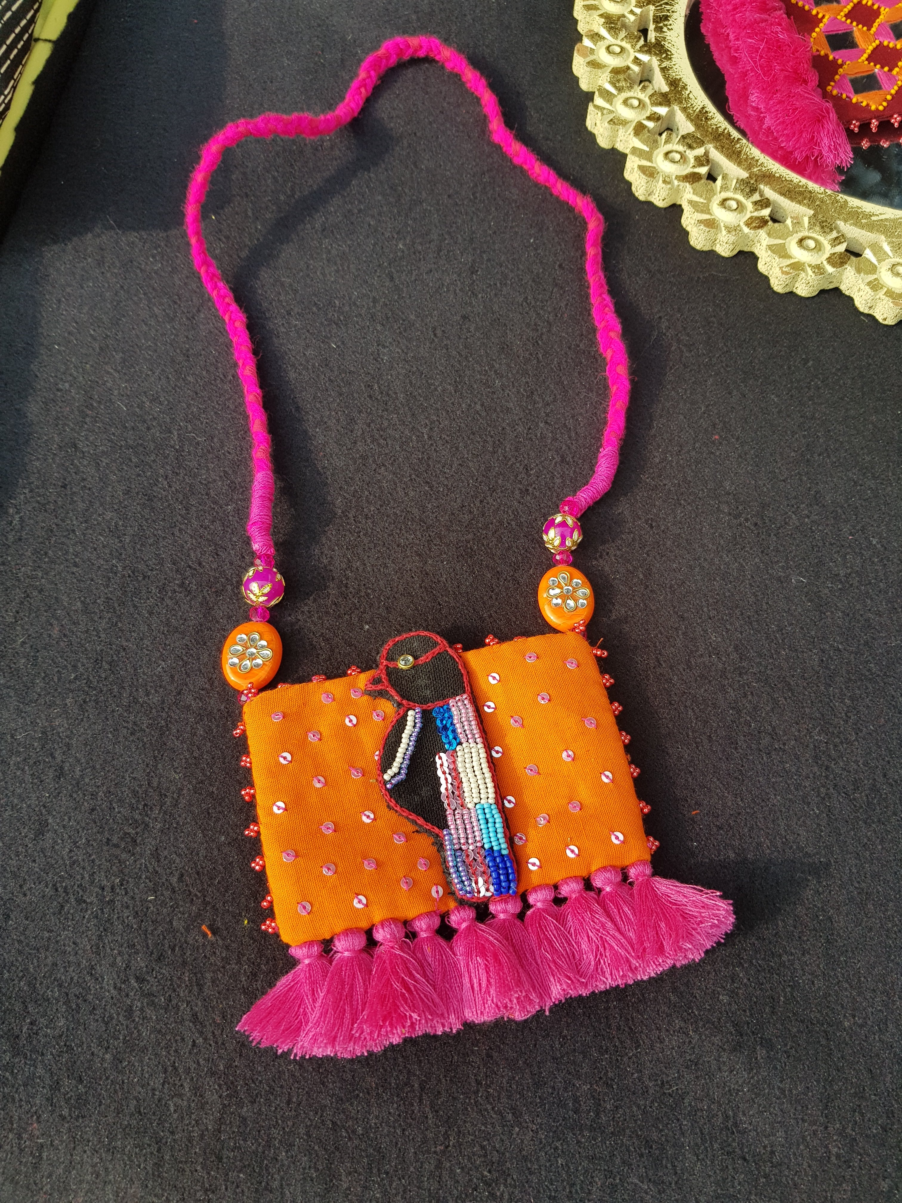 Chakali Bird Pocket Necklace Gamthi Unique Garba