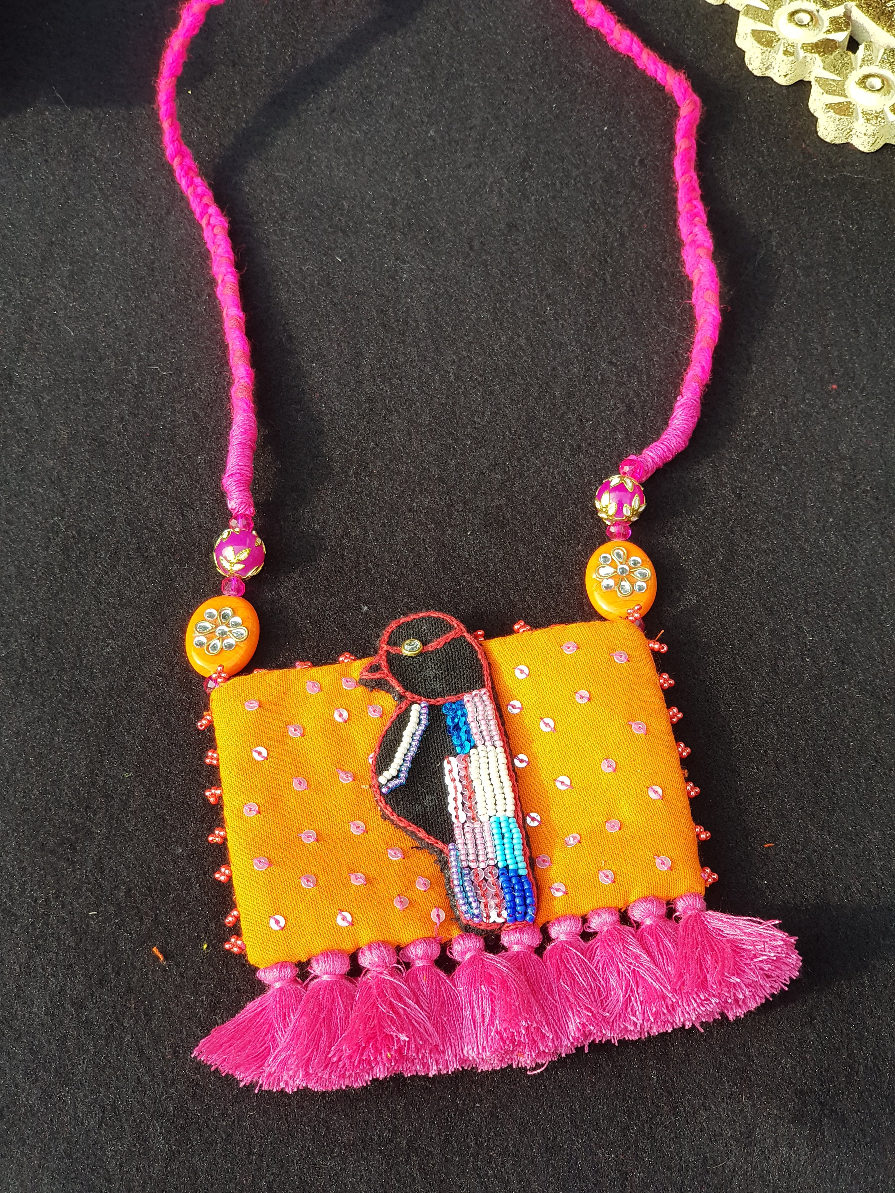 Chakali Bird Pocket Necklace Gamthi Unique Garba