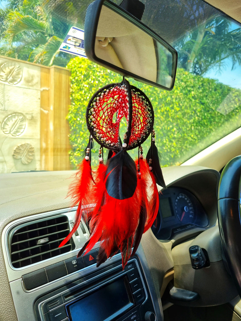 Red Circular Car Hung