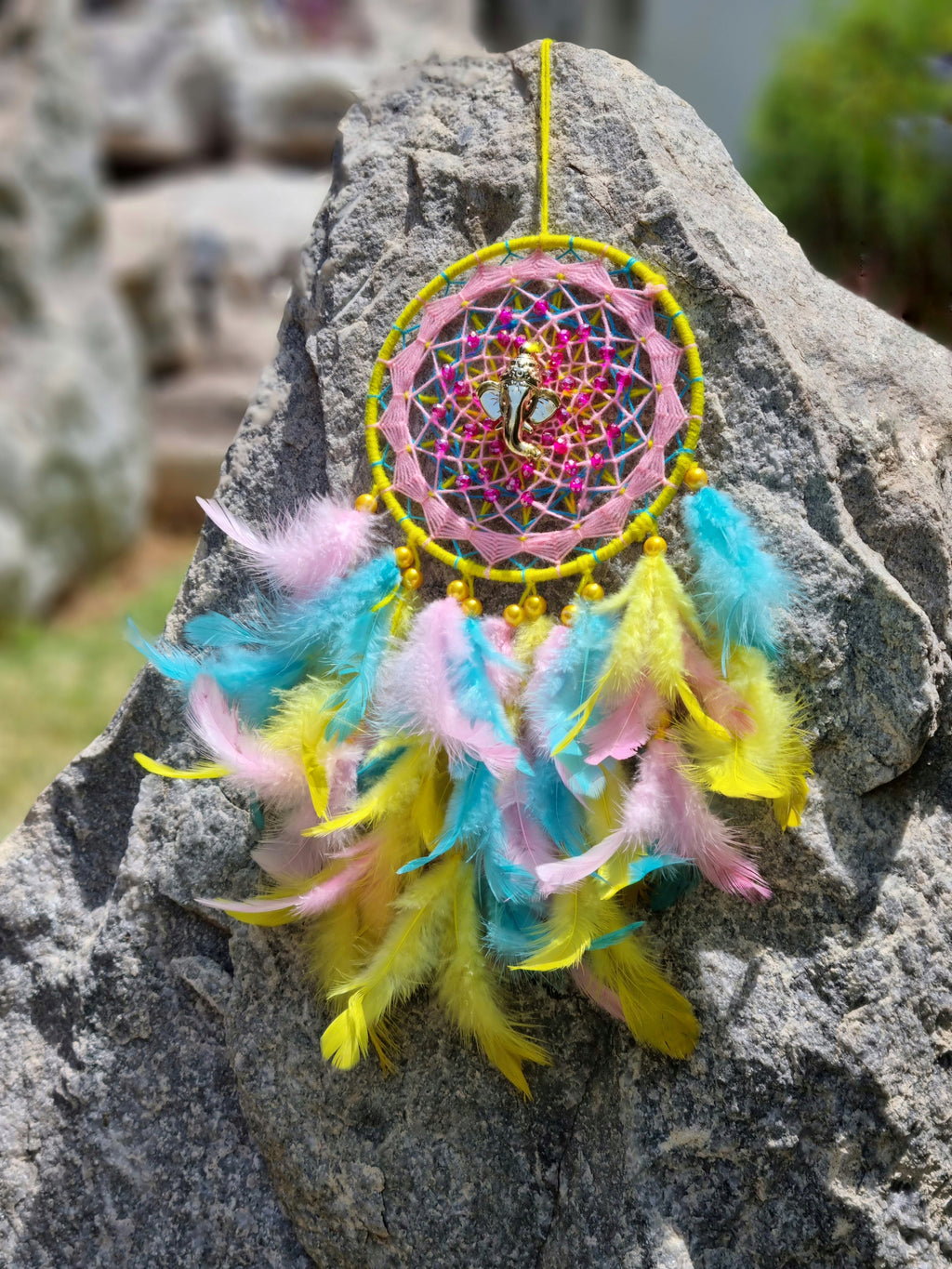 Pink Ganesha Disc Car Hung