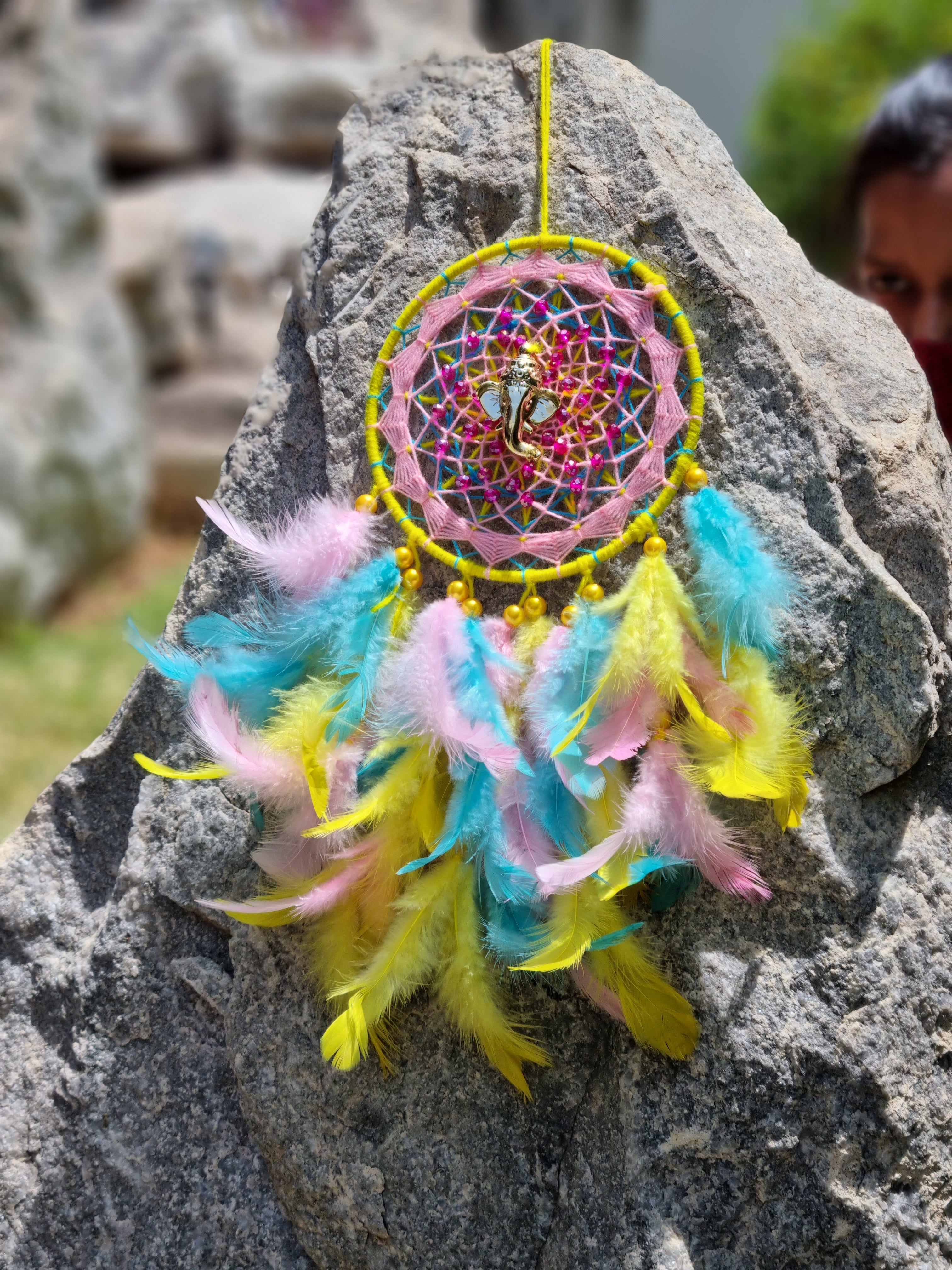 Pink Ganesha Disc Car Hung