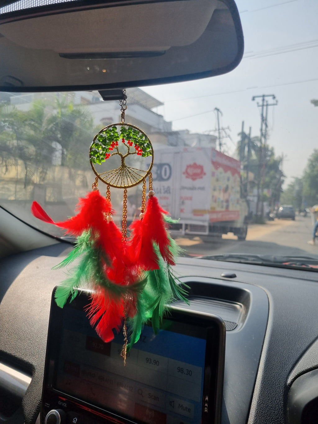 Green Reddish Crystal Car Hung