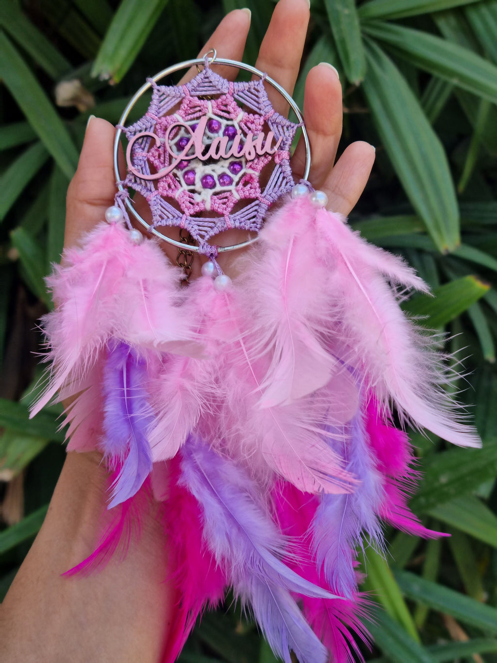 Light Pink Name Disc Car Hung