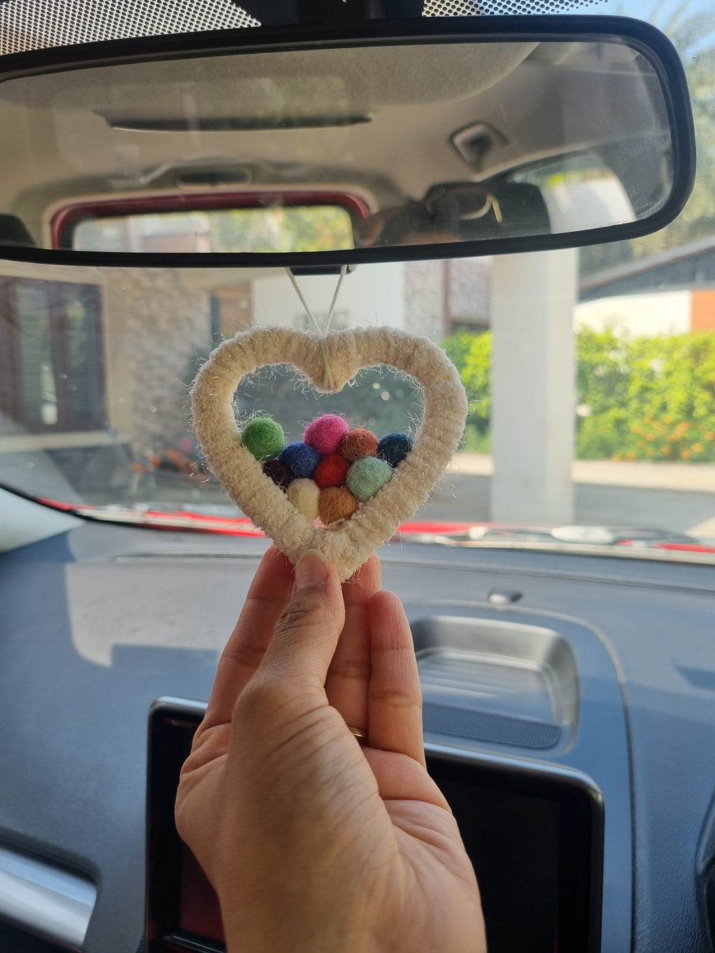 Knitted Heart Car Hung