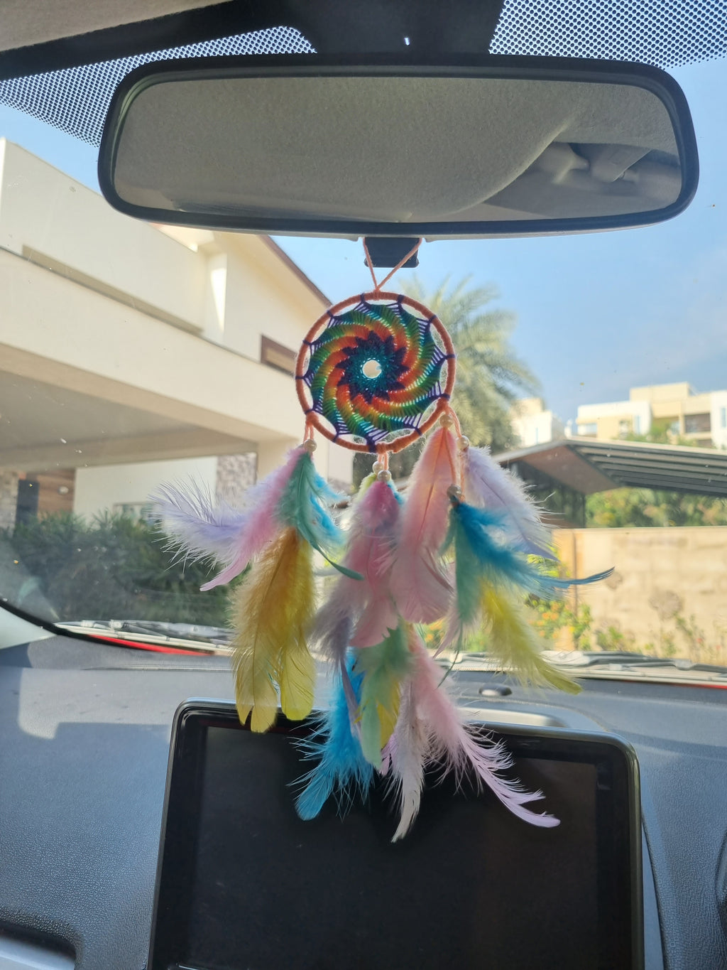 Knitted Rainbow Ring Car Hung