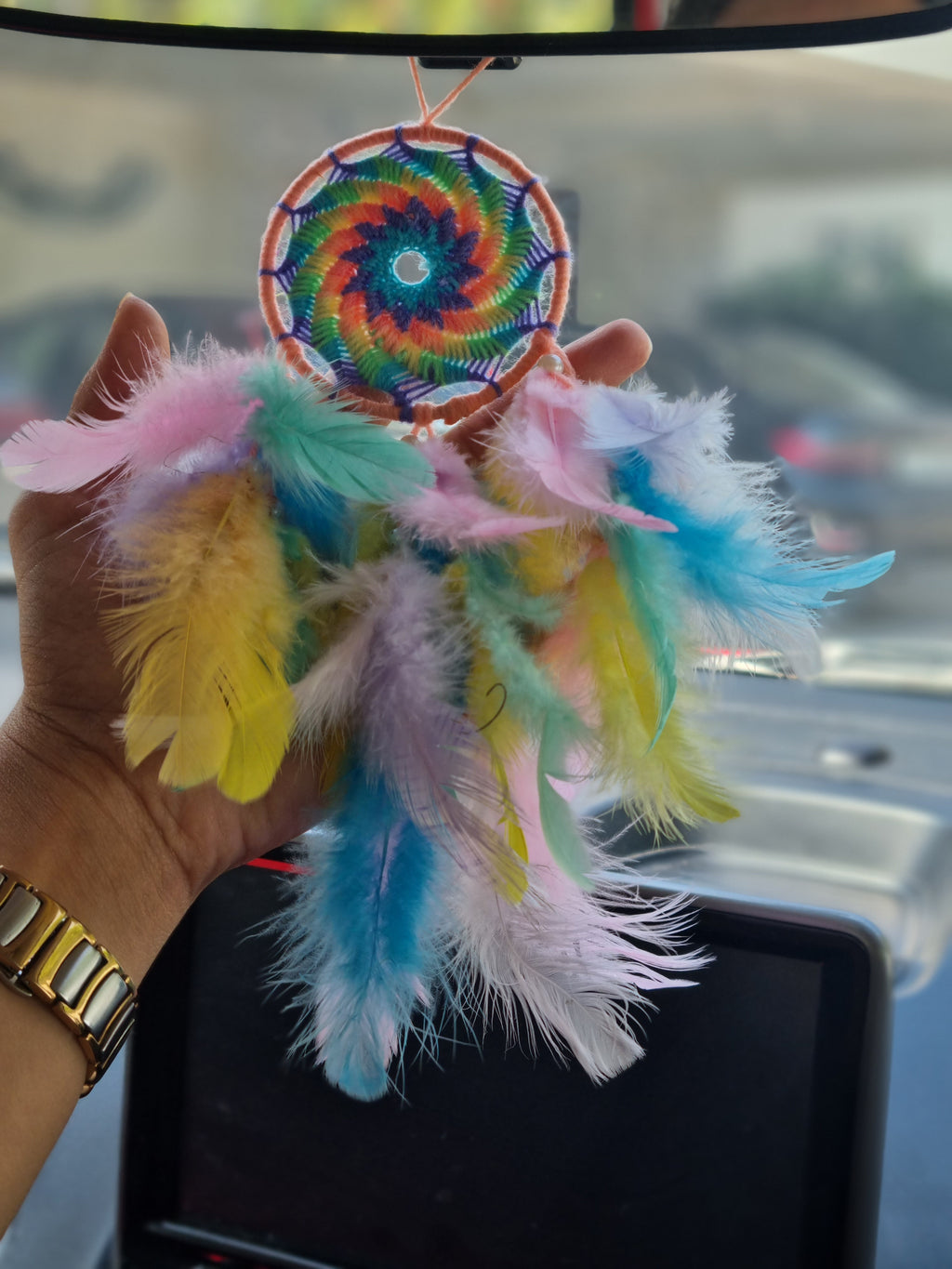 Knitted Rainbow Ring Car Hung