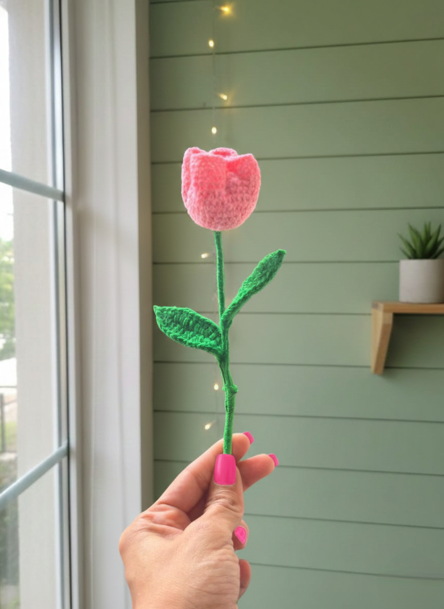 crochet pink tulip