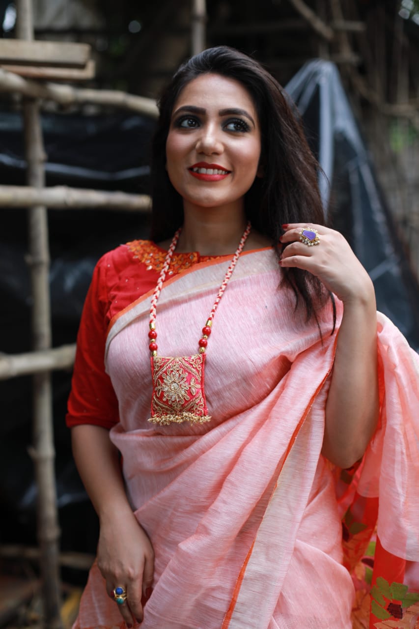 Nautanki Red Fabric Necklace