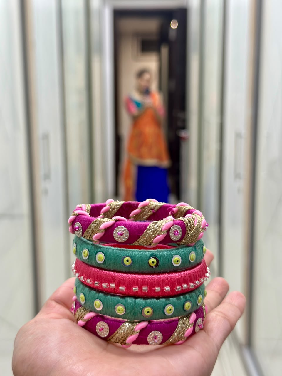 Vibrant Handcrafted Silk Thread Bangles for Navratri
