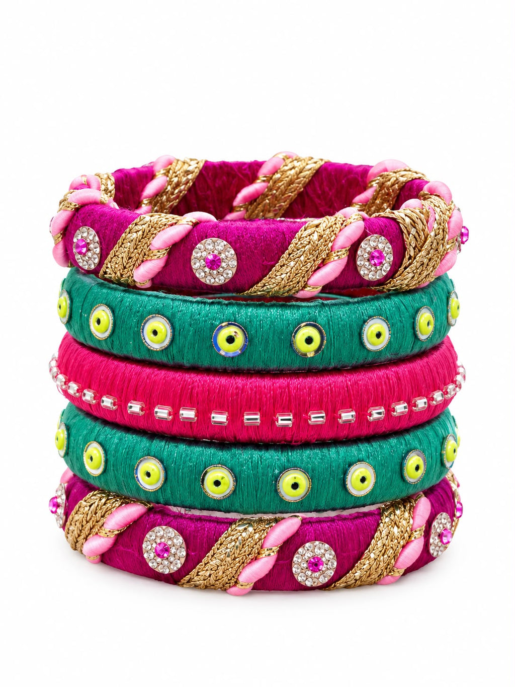 Vibrant Handcrafted Silk Thread Bangles for Navratri