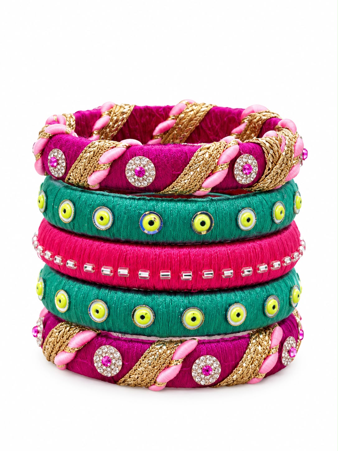 Vibrant Handcrafted Silk Thread Bangles for Navratri