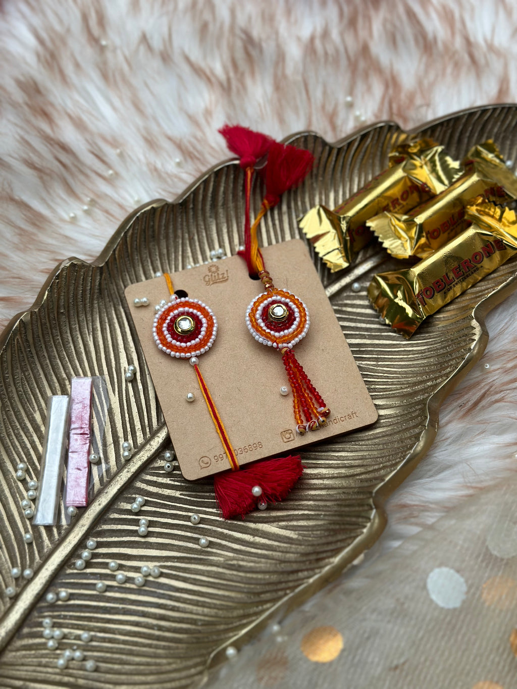 Traditional red beads Rakhi