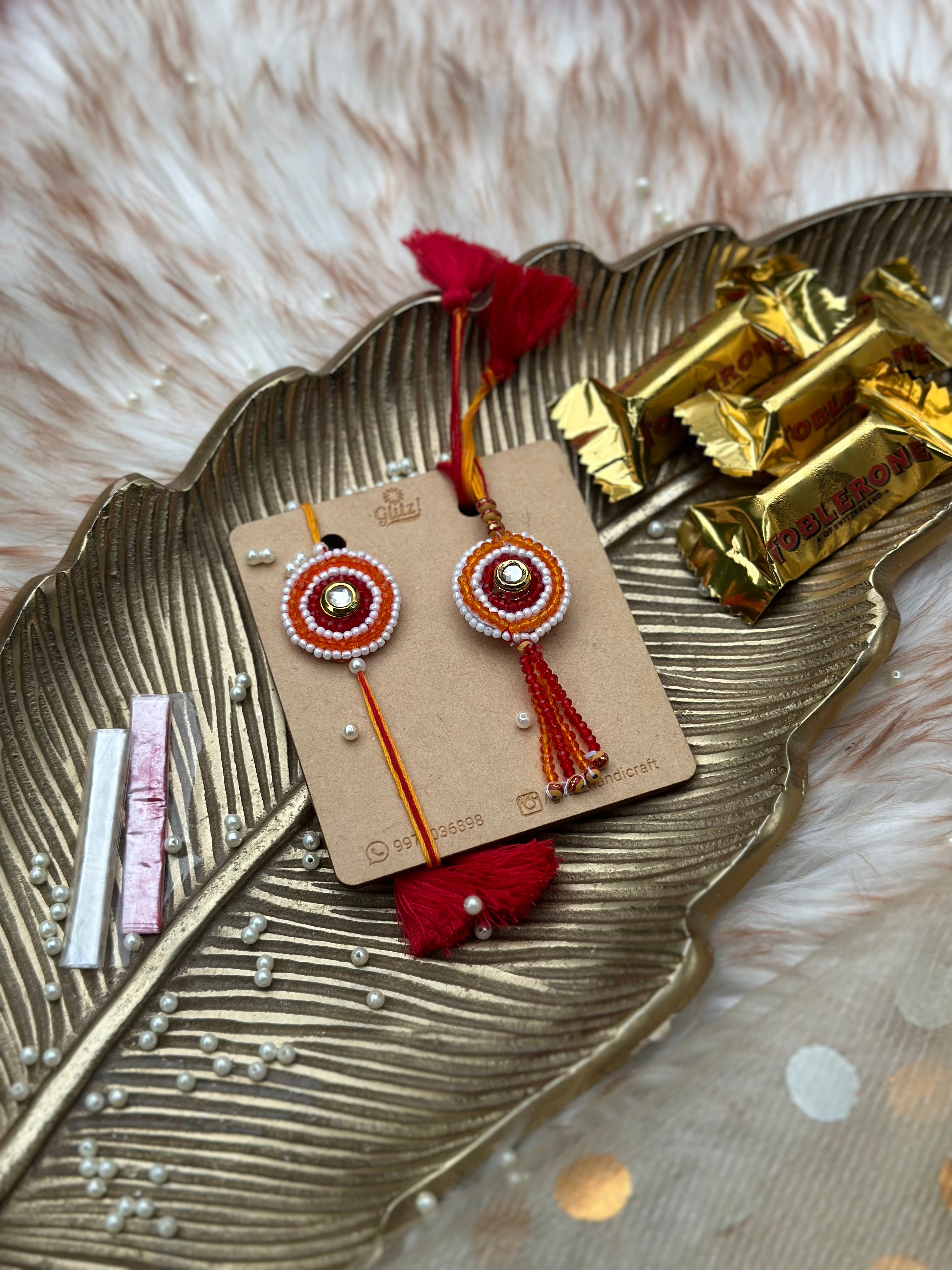Traditional red beads Rakhi