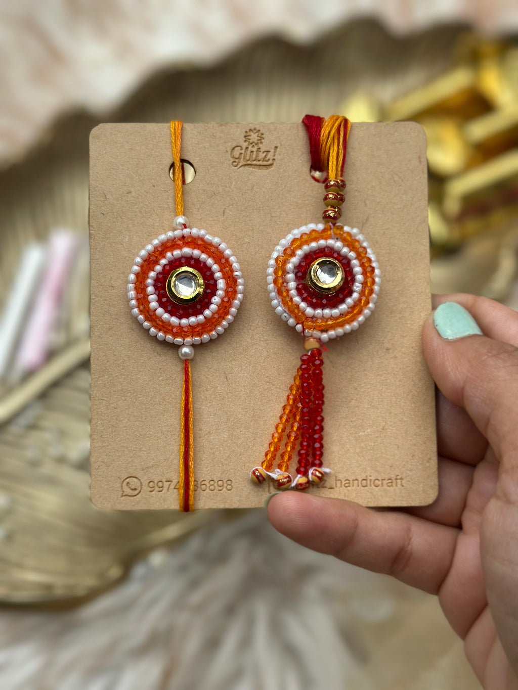 Traditional red beads Rakhi