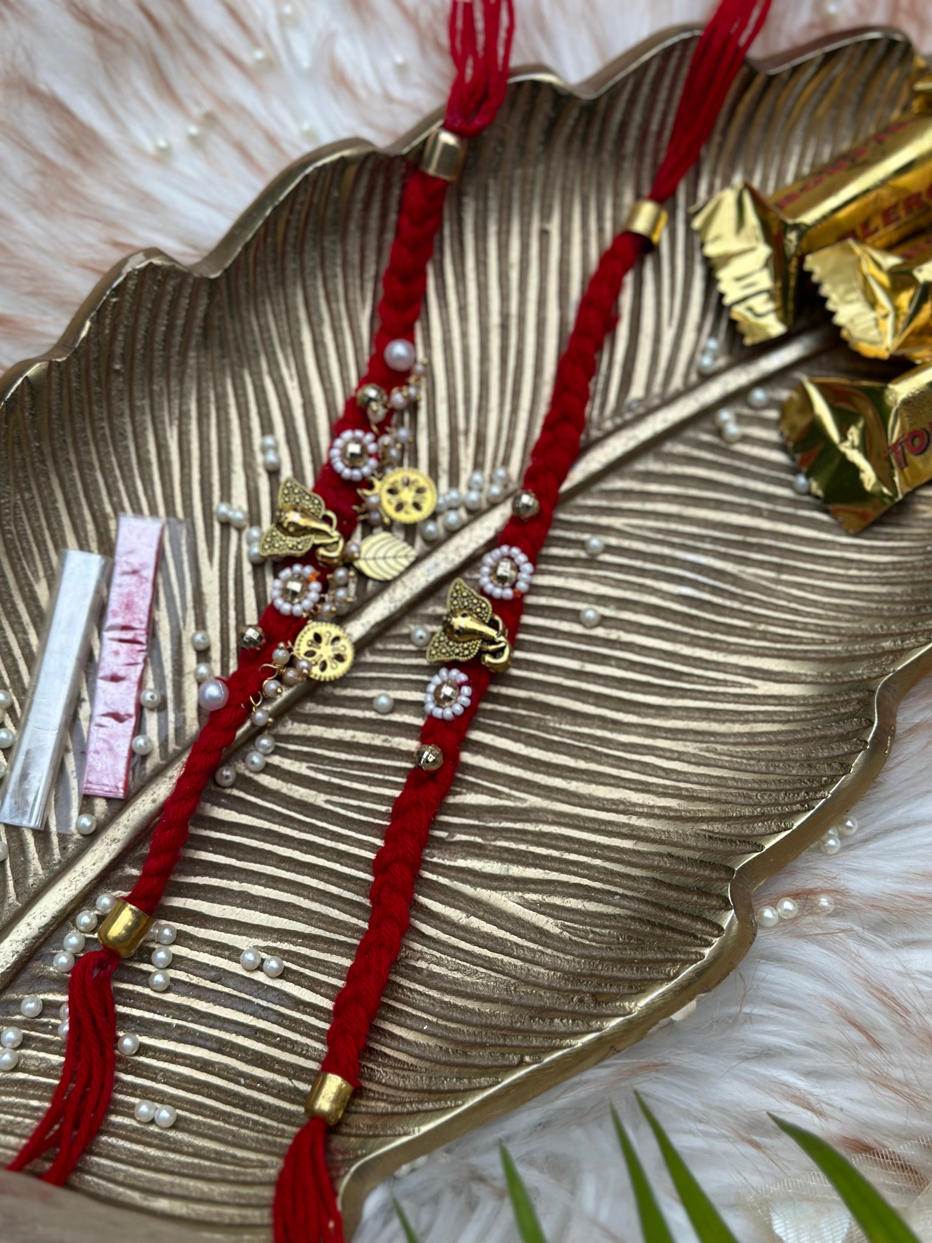 Red Elephant Rakhi Set