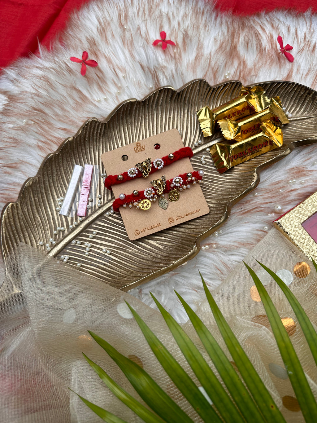 Red Elephant Rakhi Set