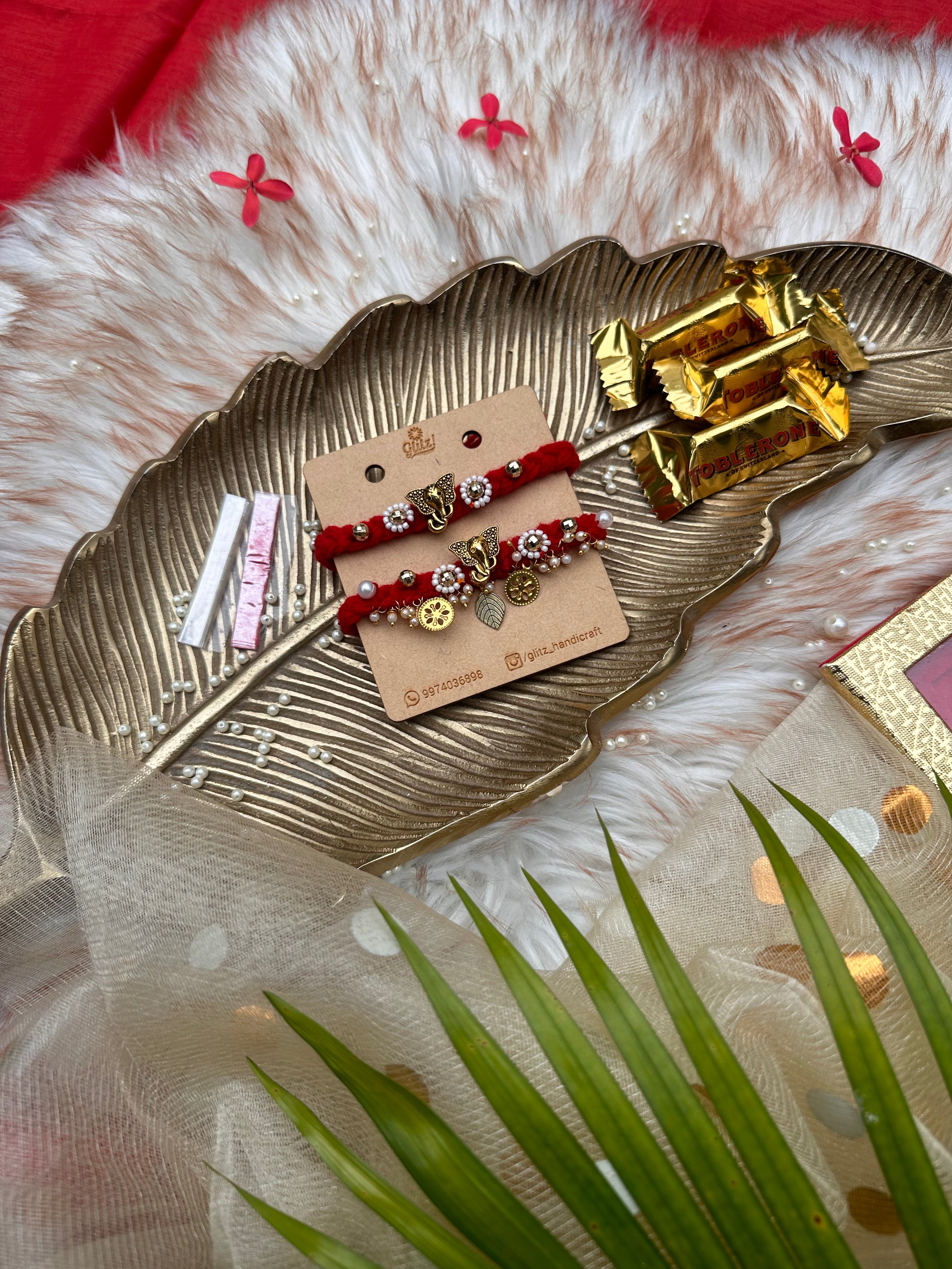 Red Elephant Rakhi Set