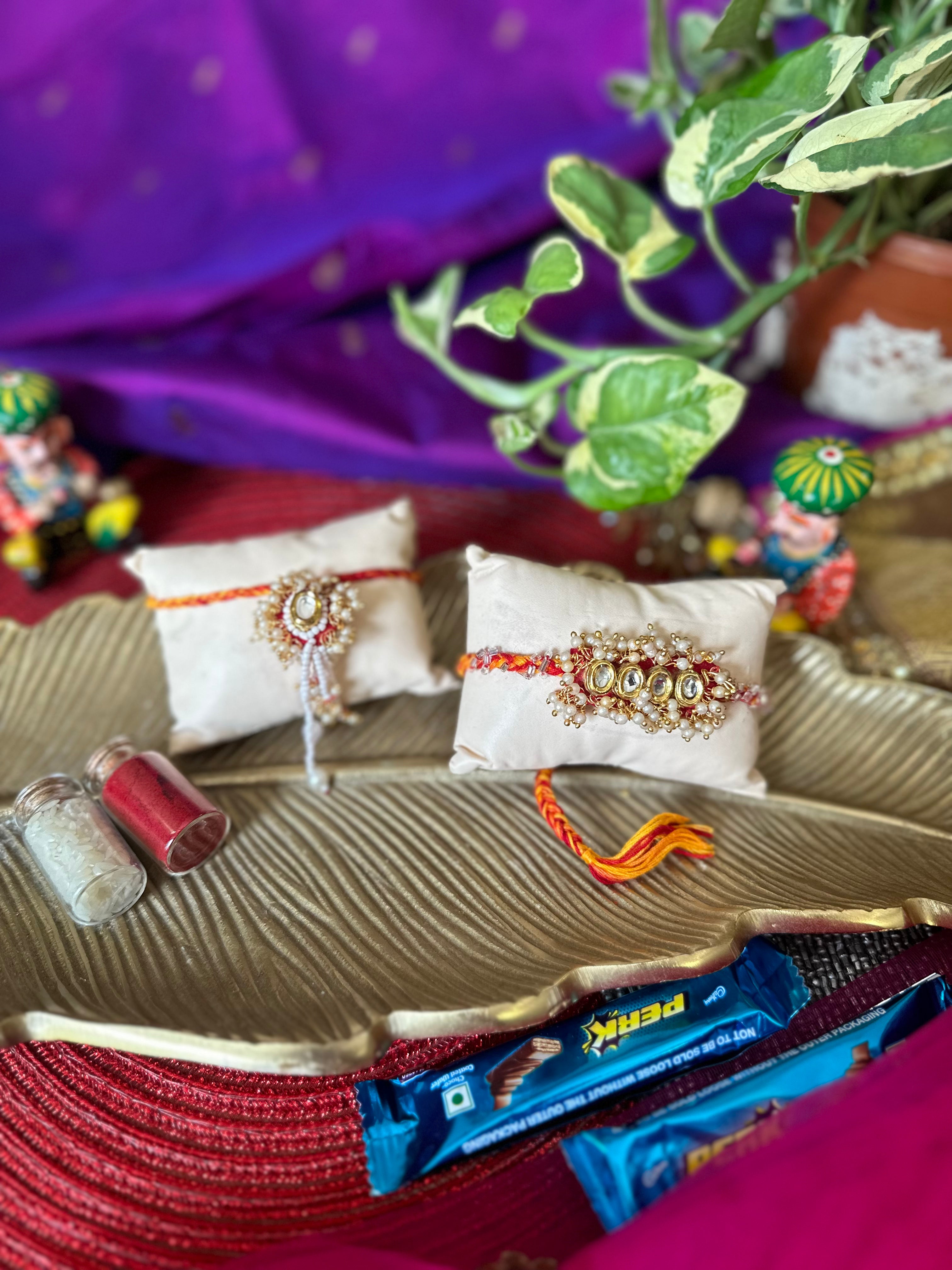 Kundan rakhi set