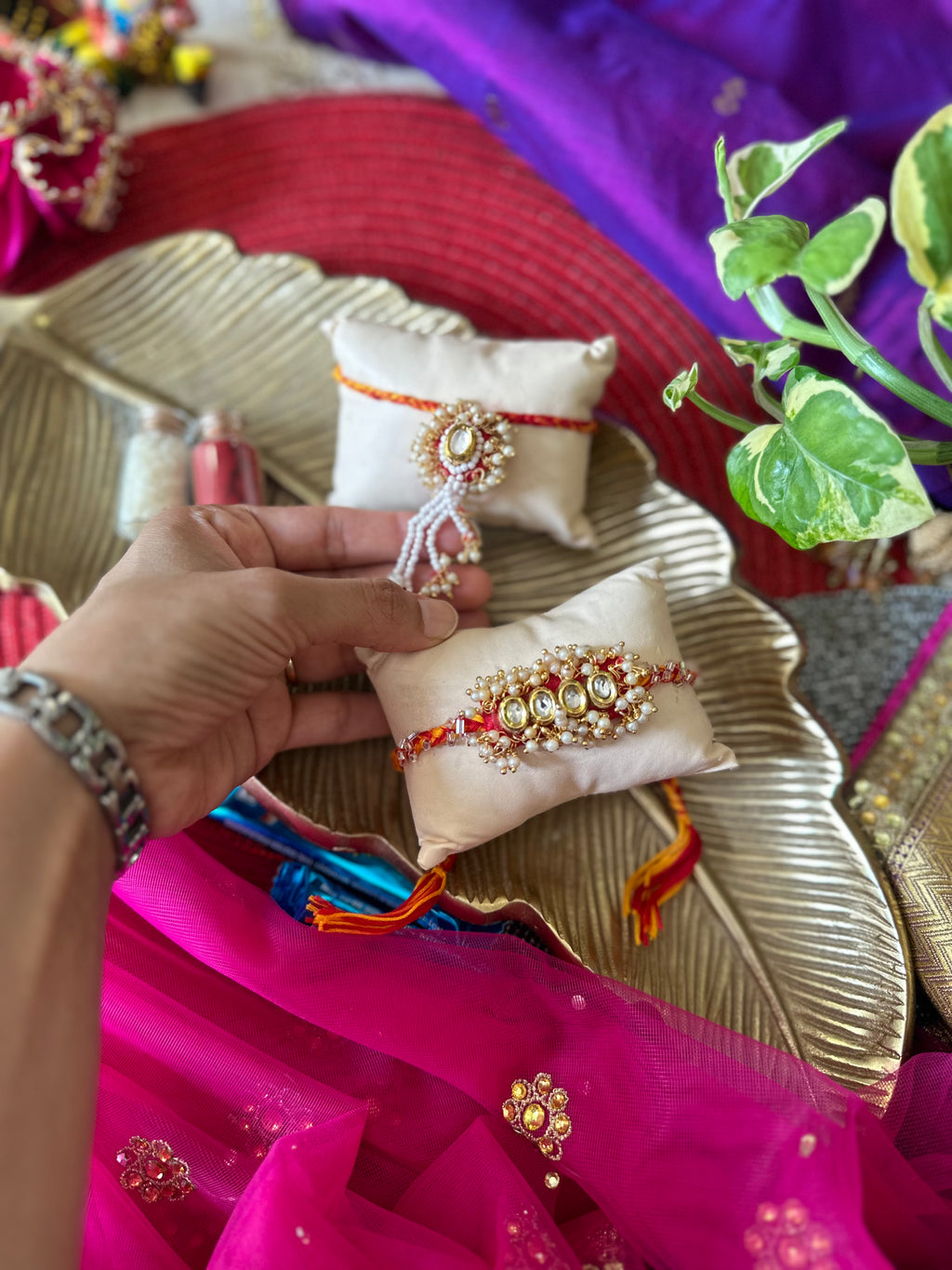 Kundan rakhi set