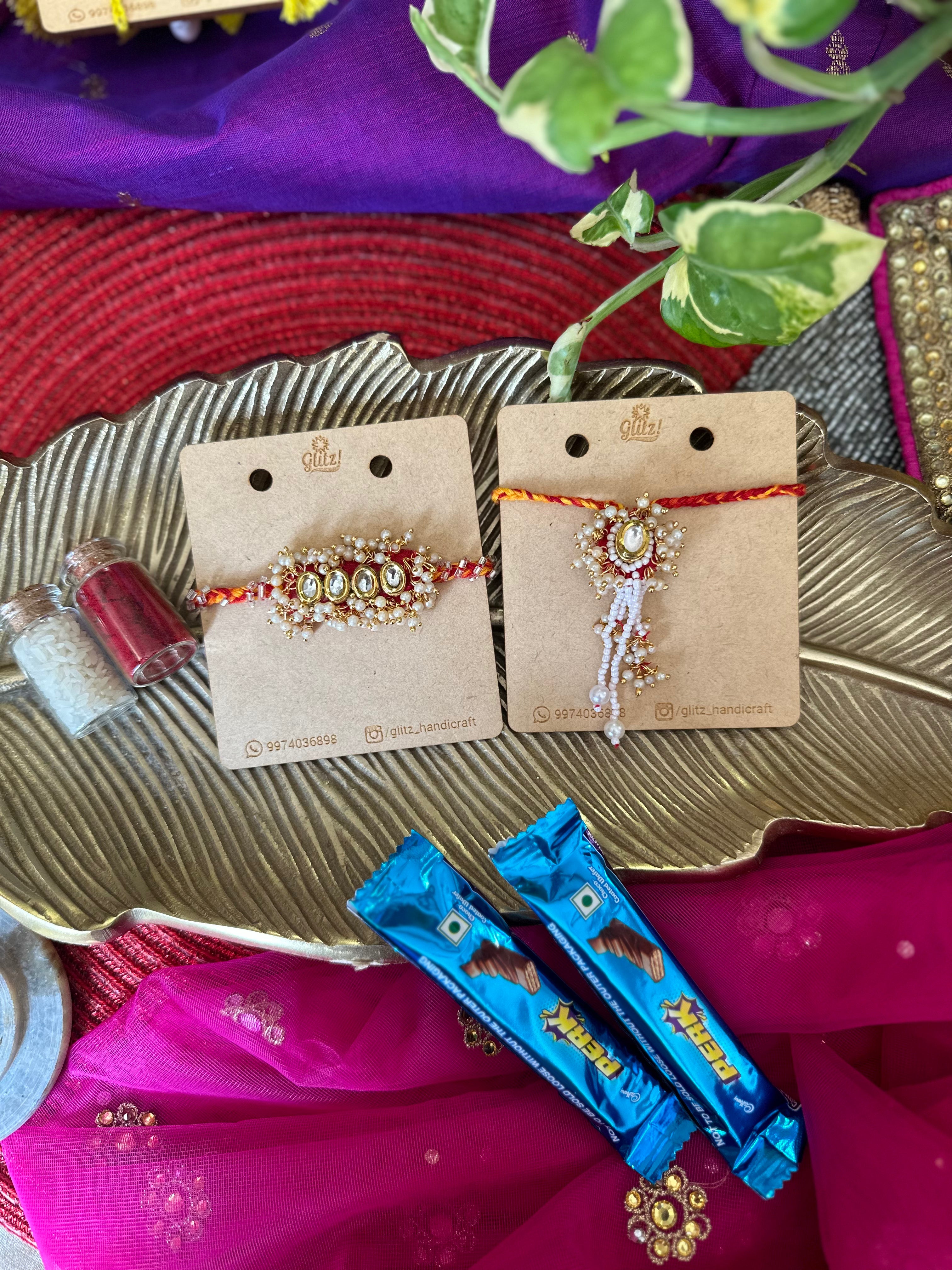 Kundan rakhi set