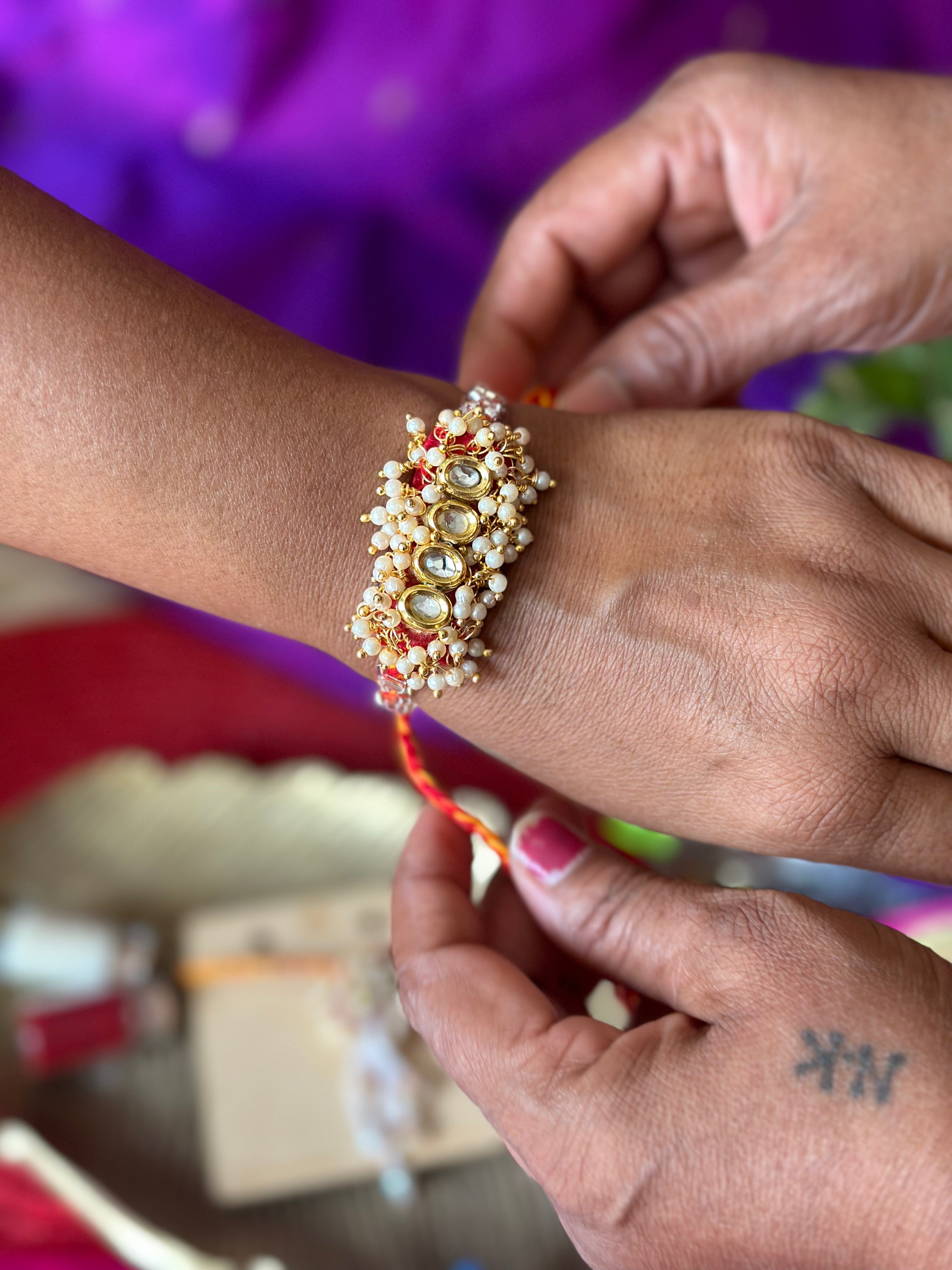 Kundan rakhi set