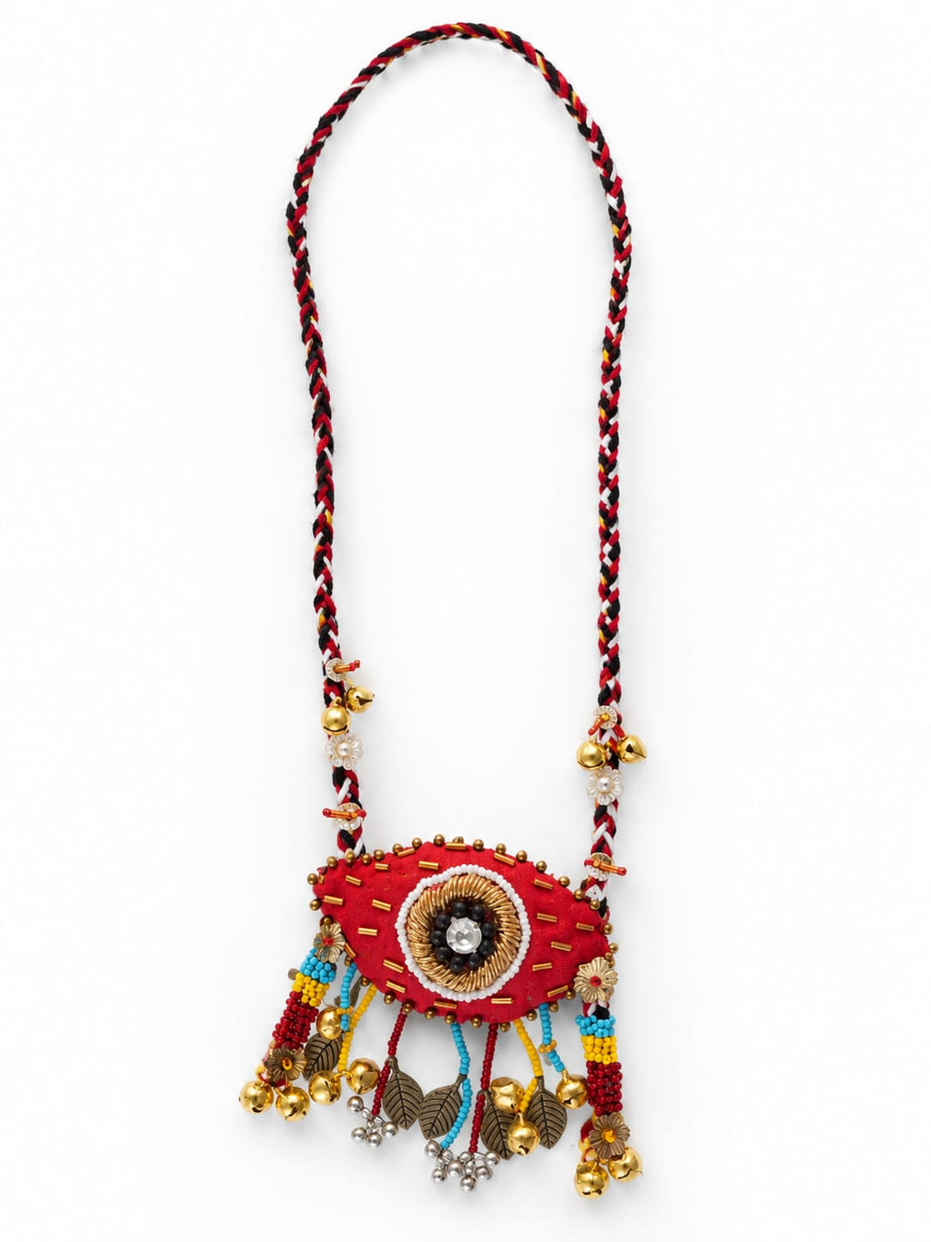 Crimson Evil Eye Artisan Statement Necklace