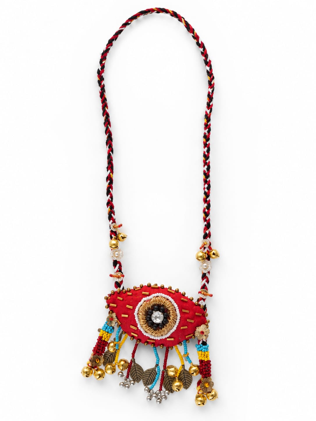 Crimson Evil Eye Artisan Statement Necklace