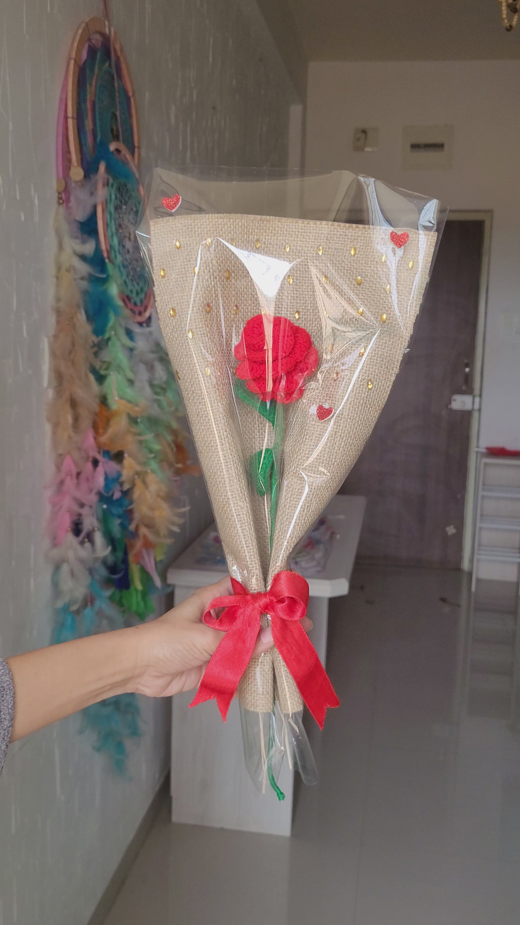 Scarlet Bloom Crochet Roses