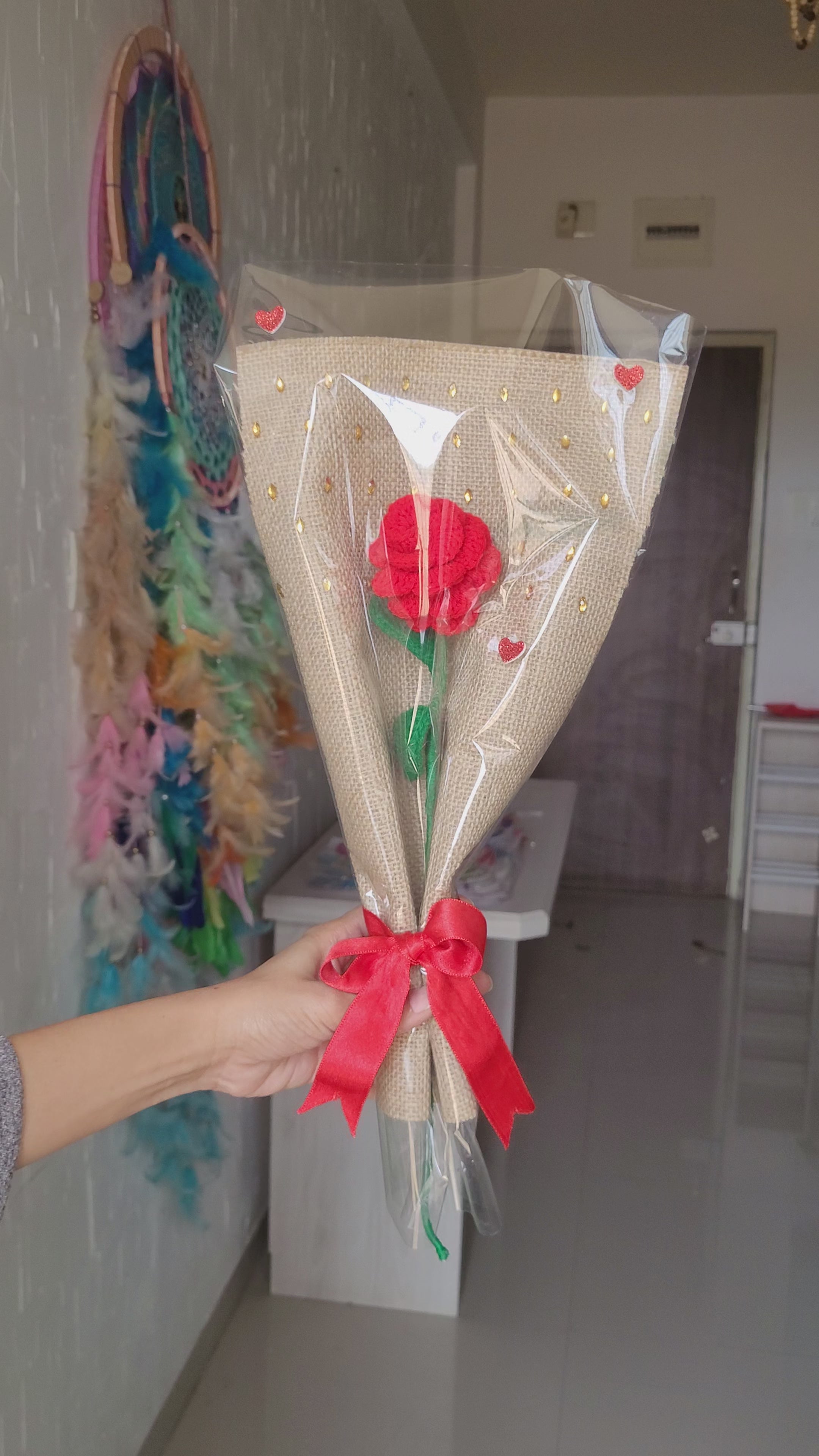 Scarlet Bloom Crochet Roses