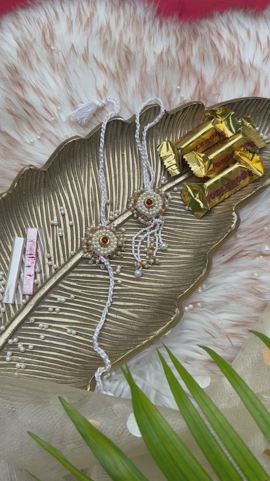 Safeed pearl Rakhi set